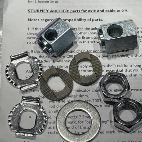 Brompton replacement 3spd / 5spd axle nuts/washers for Sturmey Archer (pre 2003)